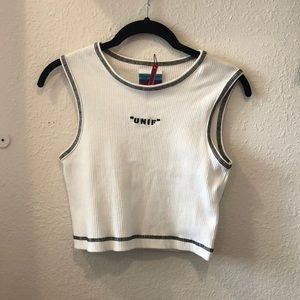 unif contrast stitch ribbed tank.